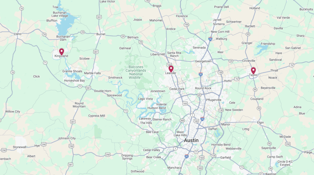 Service locations map