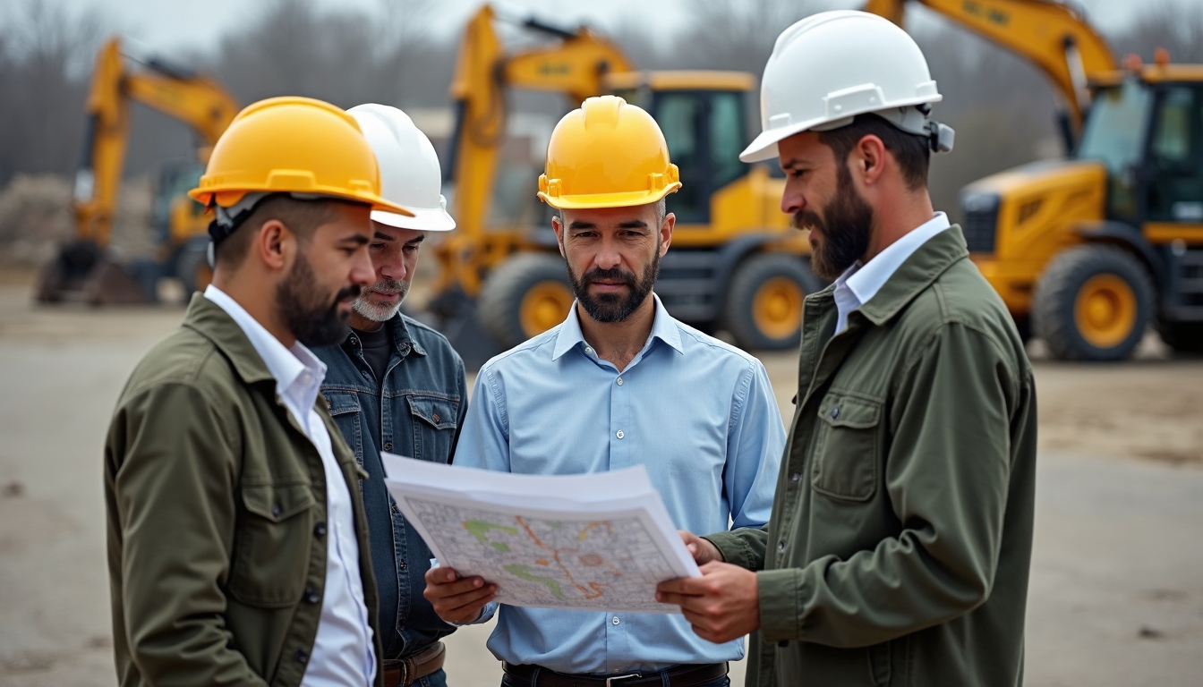 Construction managers conferring about plans