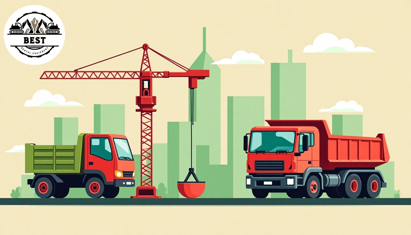 Composition showing construction rental equipment