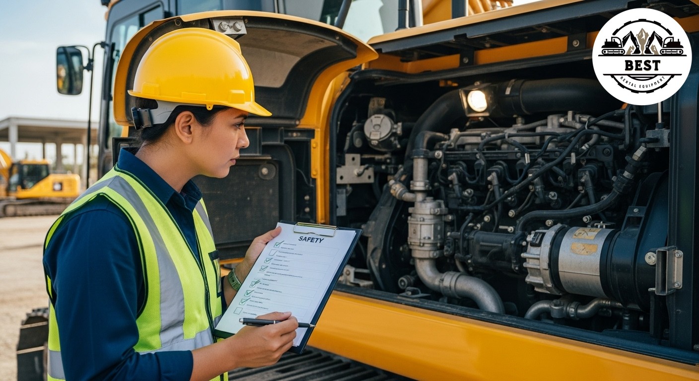 Safety inspector with hard hat and clipboard