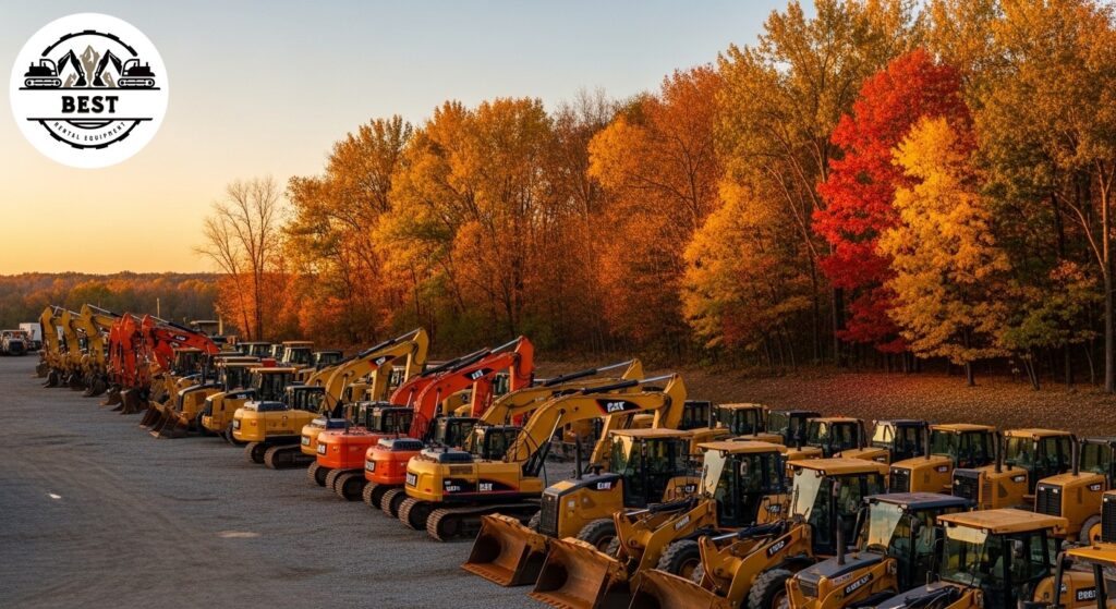 Construction equipment lined up