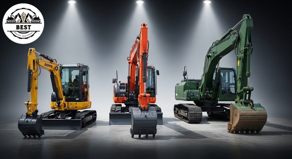 Side-by-side comparison of different excavator models