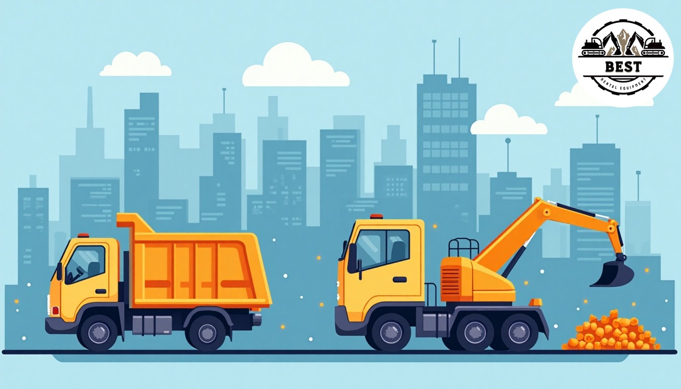 Composition showing construction rental equipment