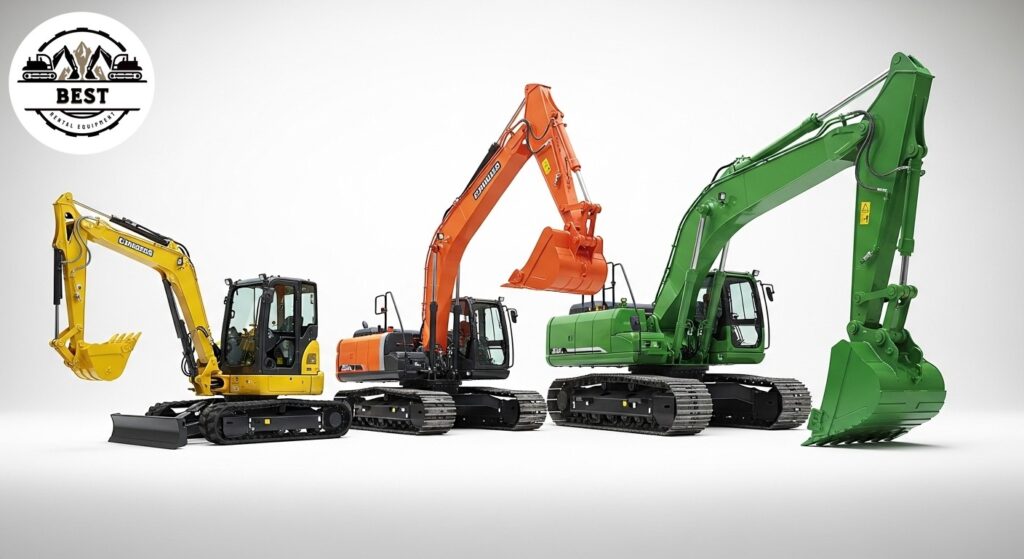 Side-by-side comparison of different excavator models