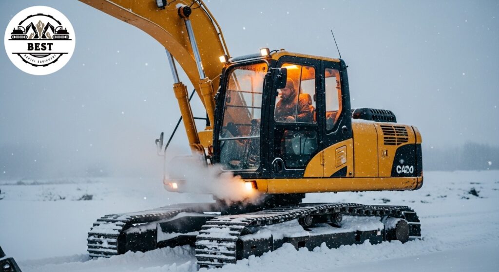 Excavator equipped with cab heater