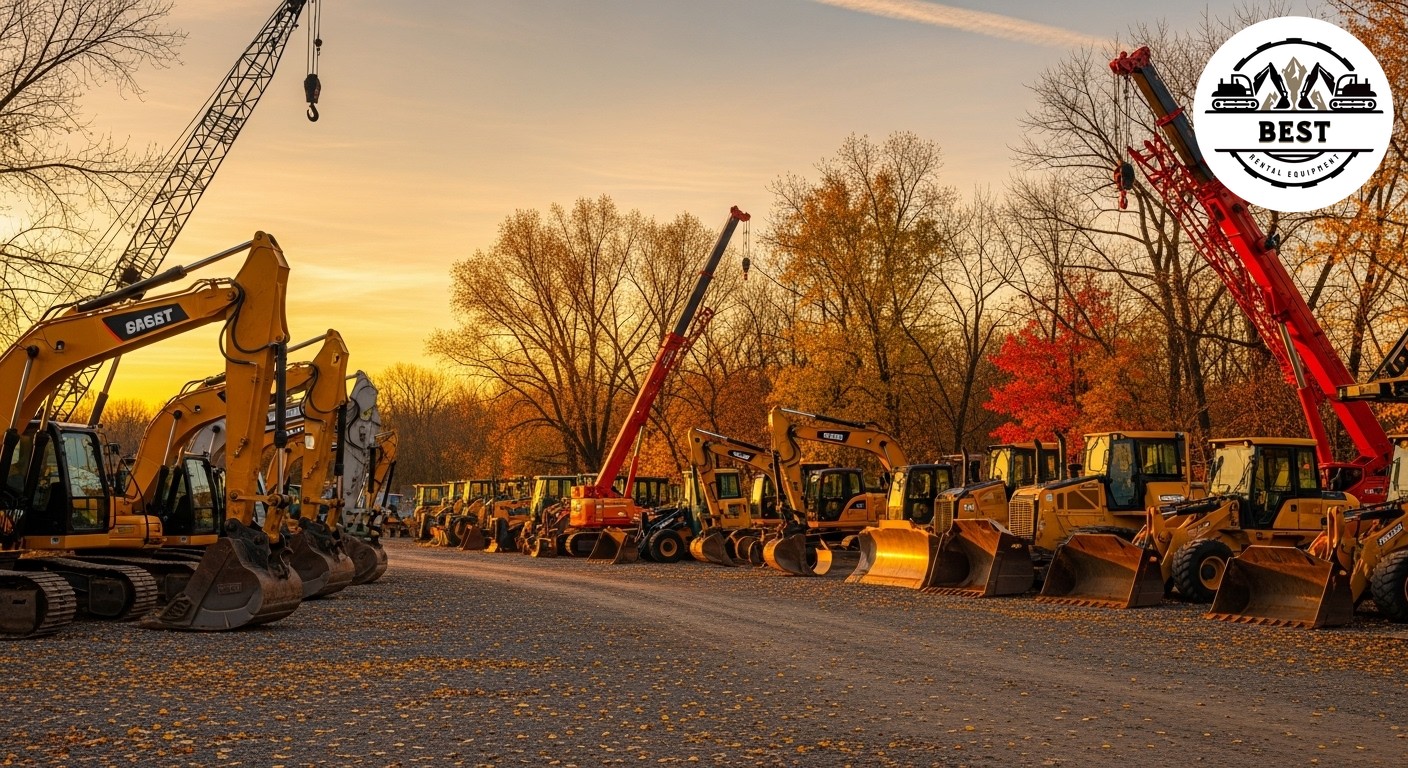 Construction equipment lined up