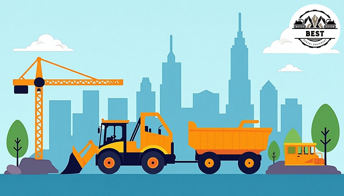 Composition showing construction rental equipment
