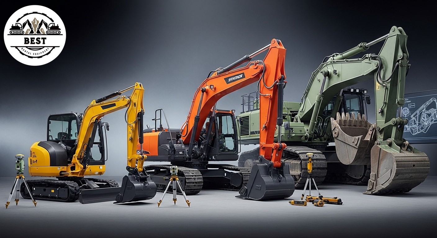 Side-by-side comparison of different excavator models