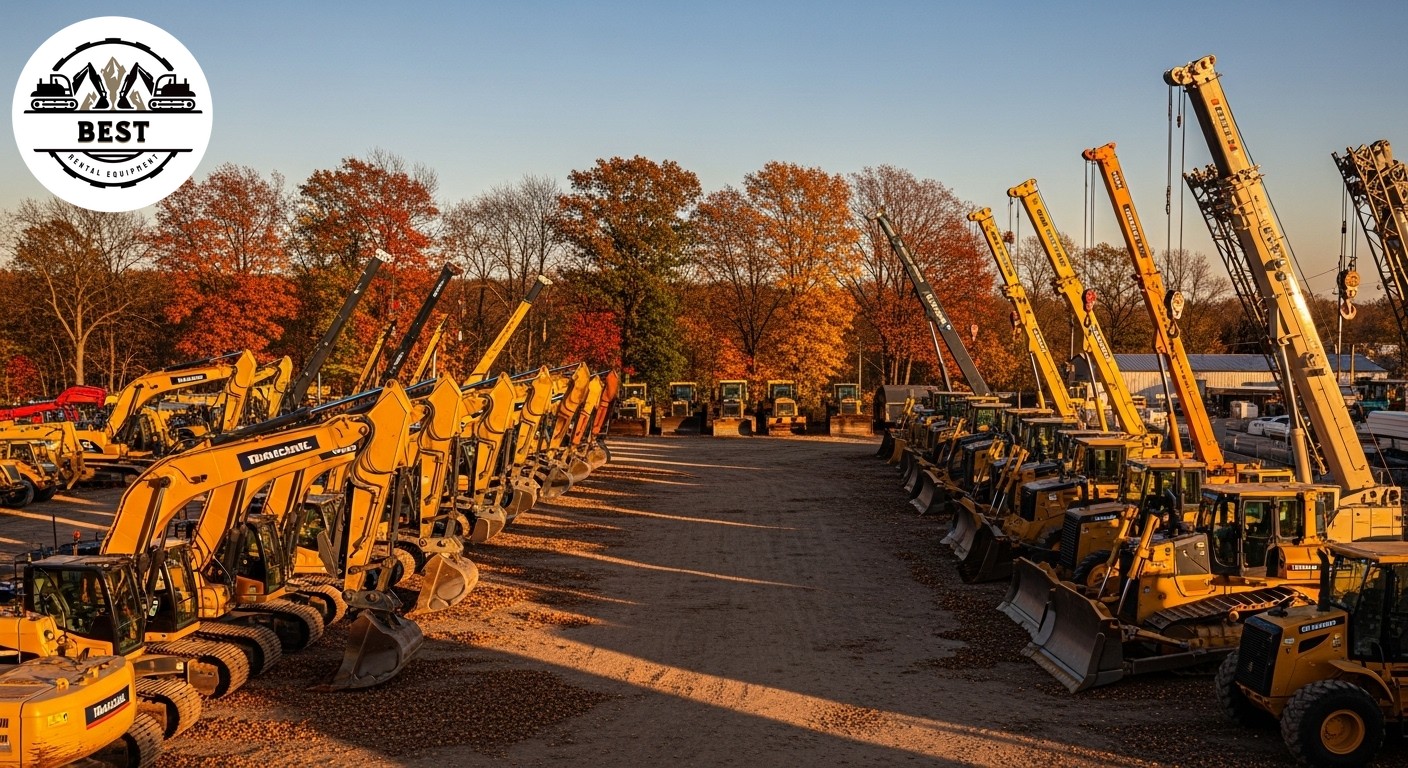 Construction equipment lined up