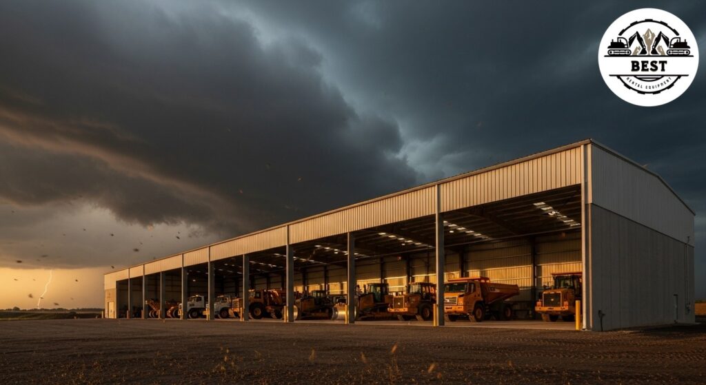Covered equipment storage facility