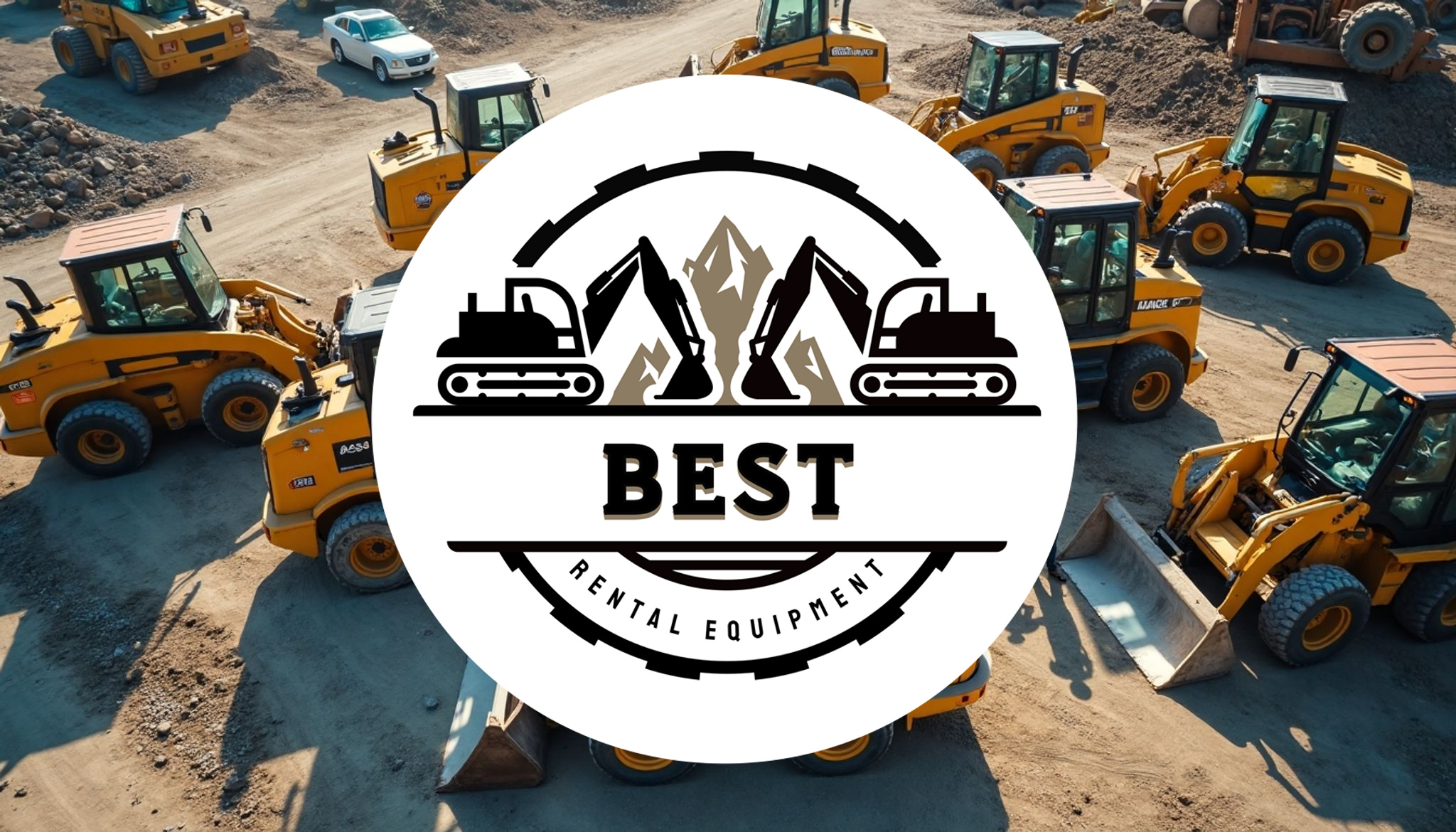 Organized construction equipment yard with color-coded sections
