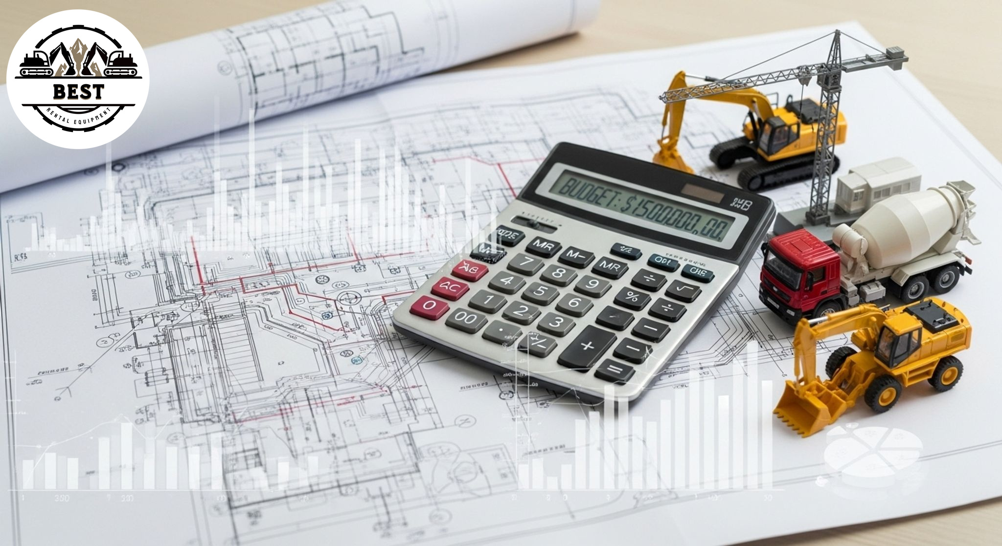 Construction site blueprint overlaid