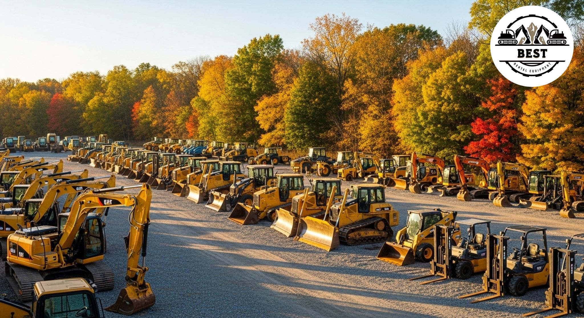 Construction equipment lined up