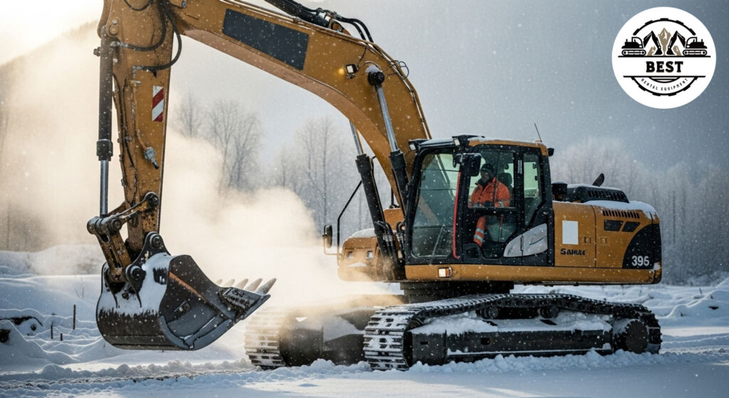 Excavator equipped with cab heater