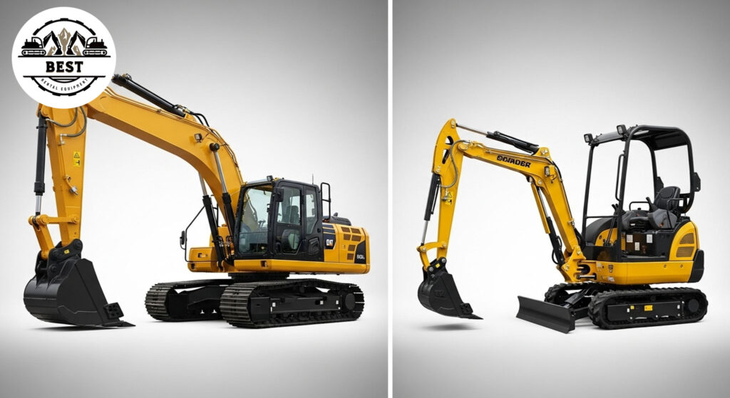 Side-by-side comparison of different excavator models