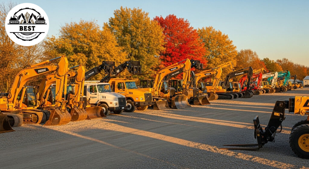 Construction equipment lined up