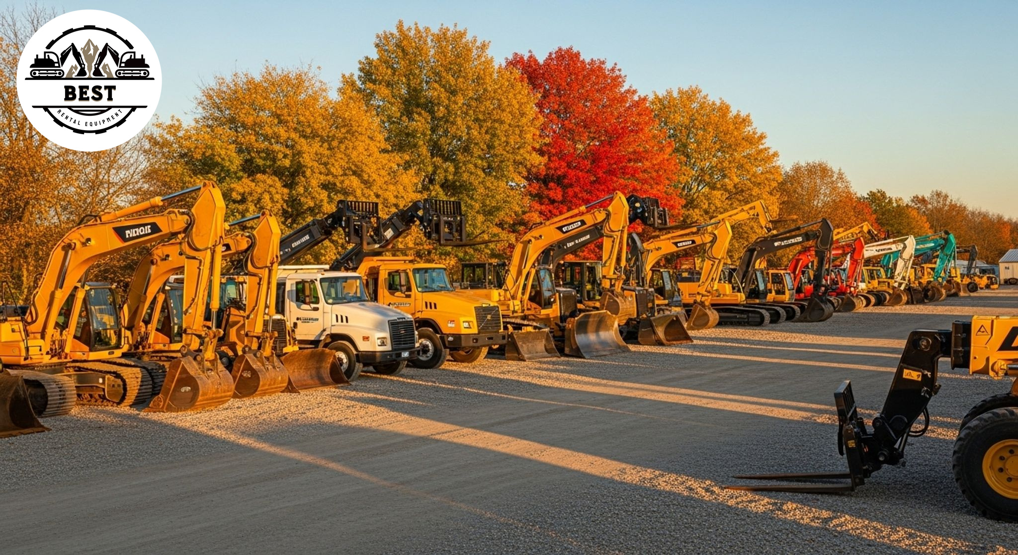 Construction equipment lined up