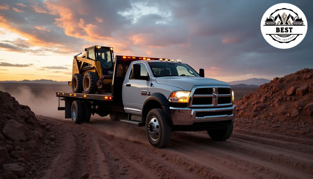Rental delivery truck navigating challenging terrain