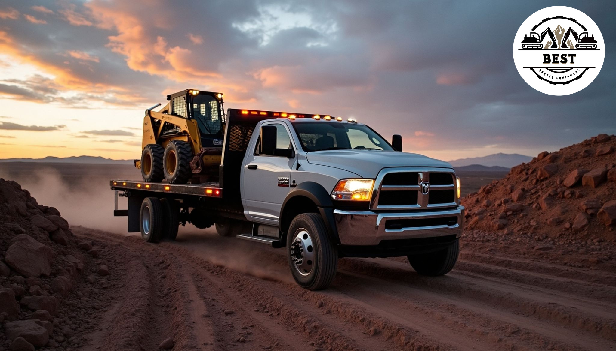 Rental delivery truck navigating challenging terrain