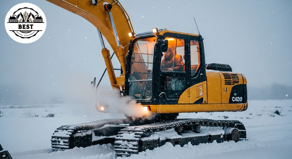 Excavator equipped with cab heater